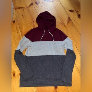 Pink Clover Colorblock Hoodie Burgundy Gray Size Medium